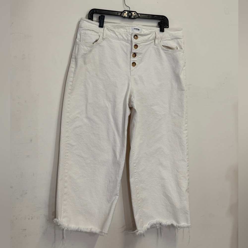 White loft wide leg cropped pants loft plus multi button down cropped pants